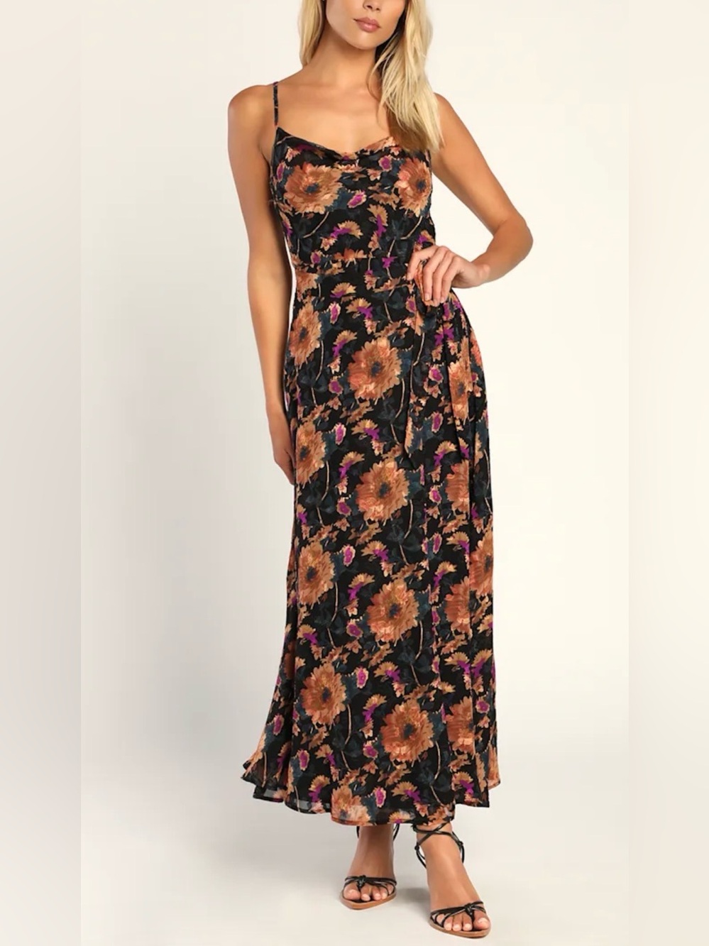 Lulu’s Darling Black Floral Dress Size Medium - Picture 8 of 16